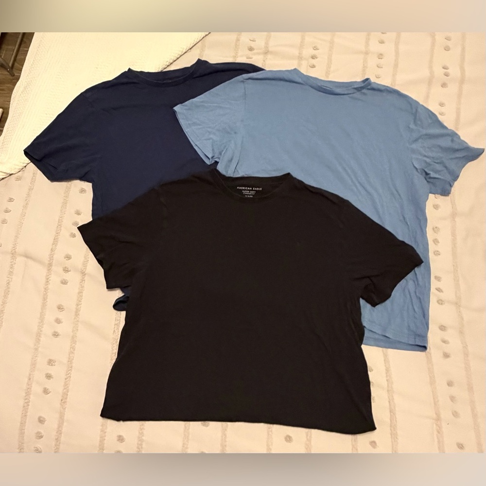 Men's T-Shirt Trio in Black, Navy, and Light Blue